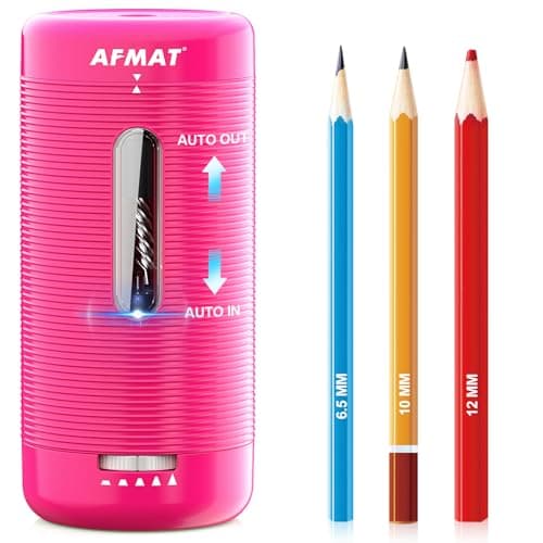 AFMAT Electric Pencil Sharpener, Fully Automatic Pencil Sharpener, Auto in & Out, Rechargeable Hands-Free Sharpeners for Jumbo & Colored Pencils (6.5-12mm), Portable for Home/Classroom/Office PSC2