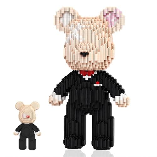 SehrKlug 12.6" Groom Teddy Blocks Bear Building Bricks Set - Challenging DIY Micro Blocks for Adults, Ages 14+, Collectible Home Decor for Office Bookshelf - Screen-Free, Keep Busy, Relaxing Gifts