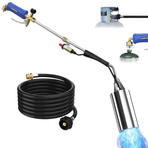 Propane Torch Weed Burner Kit, High Output with Long/Short Mode,12FT Hose blow torch Heavy Duty Weed Torch Flamethrower with Self Igniter & Turbo Trigger for Weeding, Roofing, Melting Ice, BBQ - Image 1