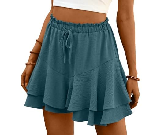 Lepunuo Shorts for Women Summer Flowy Boho Skorts High Waisted Ruffle Skort - Image 1