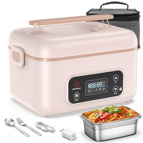 LIFEGETTER Cordless Electric Lunch Box, 24000mAh Rechargeable Food Warmer with 5-Sided Heating, 1.3L Portable Self Heating Lunch Box with Smart Timer & Lock Screen for Work, Car, Truck, Camping - Image 1