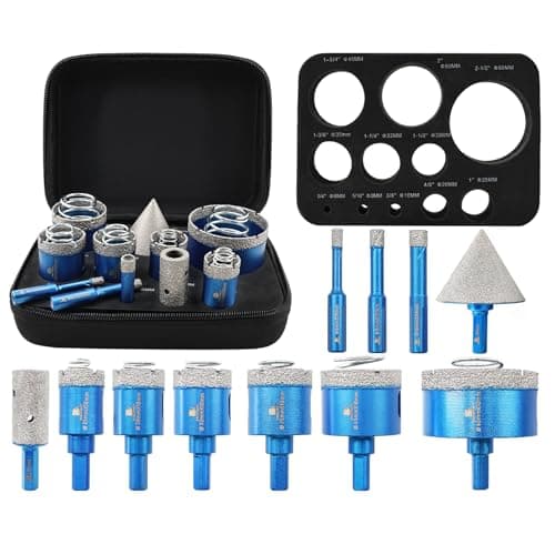 Diamond Tile Drill Bits Set - BRSCHNITT 6/8/10/25/28/32/35/45/65MM Porcelain Tile Hole Saw Kit for Ceramic, Granite, Marble and More Drilling with 20 Finger Bit& 2" Chamfer Bit - Image 1