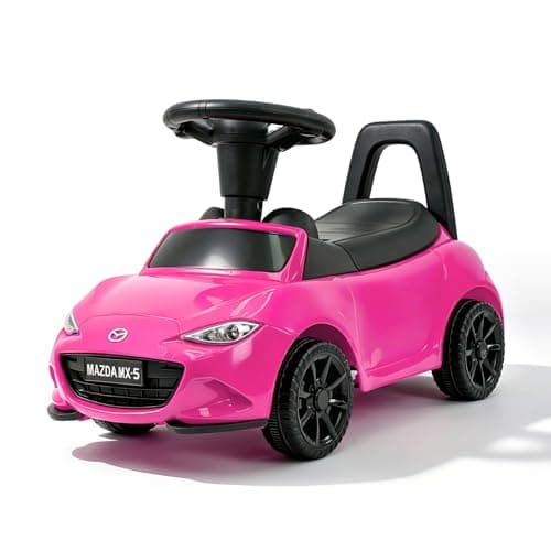 HEIMILI Mazda Licensed Kids Push Car, Toddler Ride On Toy with Anti-Slip Wheels & Safety Bumper Guards, Foot to Floor Toy for Indoor & Outdoor (Pink) - Image 1