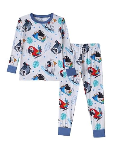 Joonberry Toddler Kids Soft Bamboo Viscose Long Sleeve Top and Pants Cloth Set–2-Piece 2-8Y Boys Girls Outfit(Parrot,4-5Y - Image 1