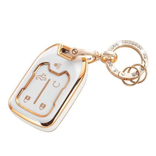 RUABIBAN Key Fob Cover Compatible with 2019 2020 2021 2022 Chevy Silverado GMC Sierra 1500 2500HD 3500HD Terrain Acadia Smart Key Protector Shell 5 Buttons - Image 1