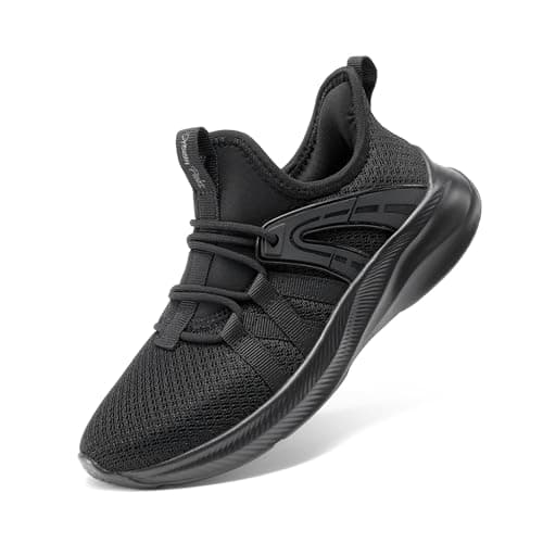 DREAM PAIRS Boys Girls Slip on Sneakers Kids Tennis Athletic Running Walking Breathable Lightweight School Gym Shoes,Size 4 Big Kid,All Black,SKRS26007K - Image 1