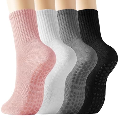 BISOUSOX Pilates Socks Grip Socks, Grippy Sock Woman Yoga Slipper Crew Ankle Non Slip Sticky Barre Ballet Sock Hospital - Image 1