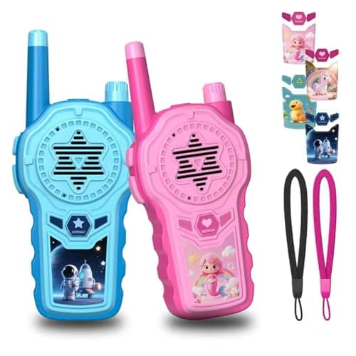 Walkie Talkies for Kids, ELtoda Toys for 3-12 Year Old Boys Girls Kids Walkie Talkies 2 Pack with DIY Stickers, Built-in Flashlight and Lanyards Indoor Outdoor Toys for Camping, Travel, Birthday Gifts - Image 1