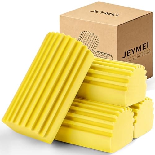 Jeymei 4-Pack Damp Clean Duster Sponge Brush for Cleaning Blinds, Glass, Baseboards, Vents, Railings, Mirrors, Window Track Grooves and Faucets (Yellow) - Image 1