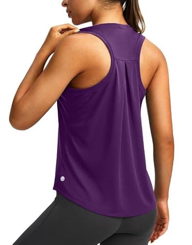 Women's Workout Tops Racerback Athletic Tank Tops Sleeveless Loose Fit Yoga Running Gym Shirts for Women(Purple,XL) - Image 1