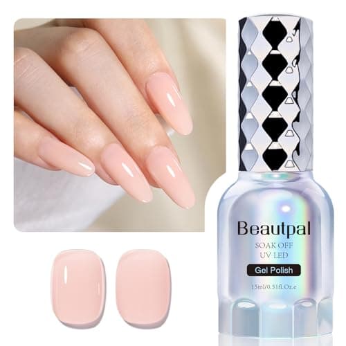 Larvall BEAUTPAL Nude Gel Polish - Jelly Gel Nail Polish Nude Pink Translucent Soak Off UV Gel Polish Neutral Color 016 Nail Gel Polish for Nail Art French Manicure at Home 0.51 Fl Oz - Image 1