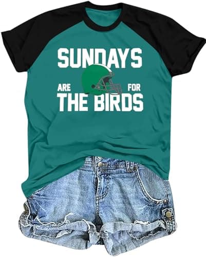 Football Shirts Women Game Day Tshirt Football Outfits Team Fan Gifts Tee Tops Green and Black - Image 1