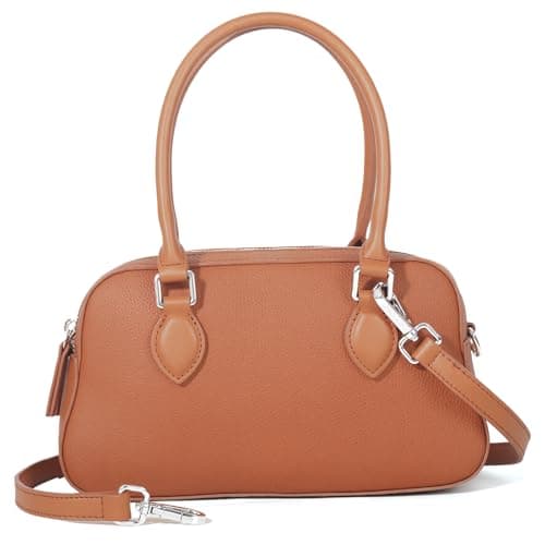 Genuine Leather Satchel Purse for Women Ladies Cross Body Bag Small Top Handle Handbag Lightweight for Daily Use Shopping Casual Outings Brown - Image 1