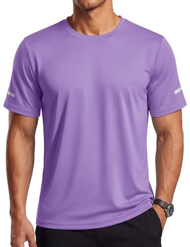 TACVASEN Mens Workout Shirts Moisture Wicking T-Shirts Athletic Tee Shirts Gym Shirt Sun Protection Swim Shirt Purple XL - Image 1