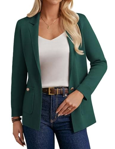 GRACE KARIN Womens Business Casual Blazers for Work Professional,Winter Clothing for Women Lapel Open Front Fall Jacket Green S - Image 1