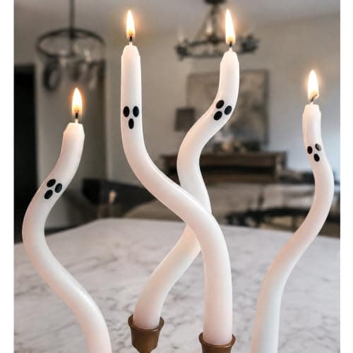 Halloween Decorations Indoor - 4 Pack Cute Ghost Taper Candles - Halloween Centerpieces for Tables - Twisted Candle Decoration for Mantel Table - Spooky Ghosts Candle Decor for Home Party Room - Image 1