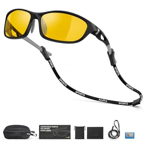 ARCPRO Polarized Fishing Sunglasses for Men Women, Adjustable Polarized Sunglasses, Lightweight TR90 Frame for Driving running Golf with UV400 Protection (Yellow) - Image 1