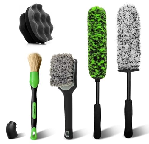 YeewayVeh 5PCS Pro Wheel Detailing Kit | 360° Bendable Rim Cleaner Brush, Premium Boar Hair Brush & Tire Shine Applicator | Microfiber Scratch-Free Wheel and Tire Brush Set for Cleaning Wheels,Tires - Image 1