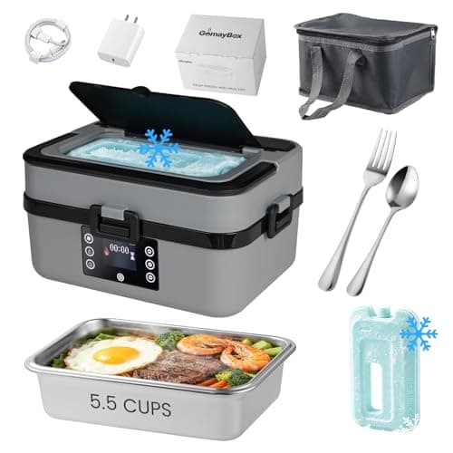 GOMAYBOX Cordless Heated Lunch Box with Ice Pack Portable Electric Food Container Warmer for Adult Rechargeable Bento Box - Image 1