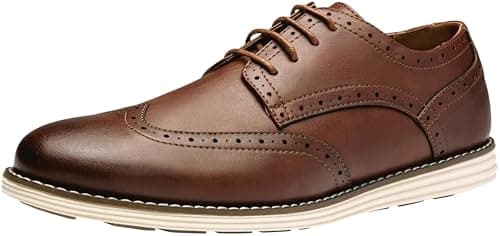 Vostey Mens Casual Dress Shoes Wingtip Plain Business Dress Shoes for Men (BMY617A Oxblood 09) - Image 1