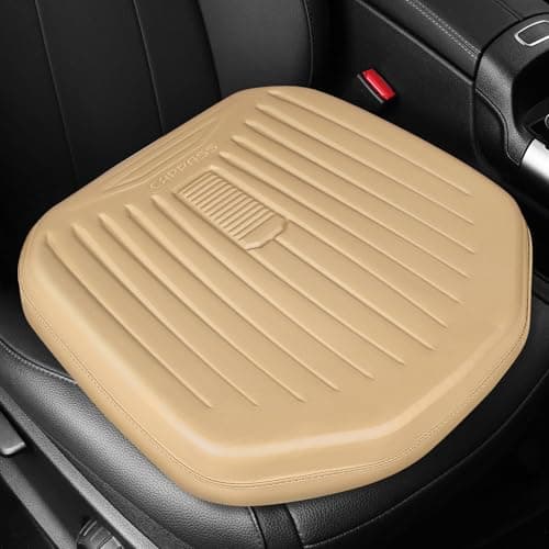 CAR PASS Premium Leather Car Seat Cushion, Comfort Memory Foam Driver Seat Cushion for Long Driving, Waterproof Non-Slip Seat Cushions for Cars, Truck, SUV, Office Chairs, Stadium, Beige - Image 1