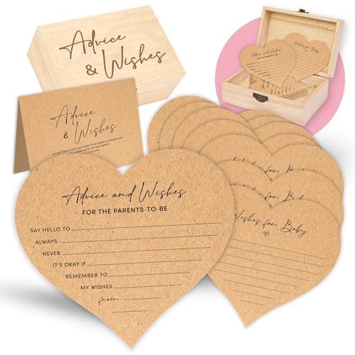 WOODAMORE Baby Shower Advice Cards For Parents To Be - Advice For New Parents Baby Shower Decorations Girl, Wishes For Baby Cards For Baby Shower Games Boy, Advice And Wishes Box Baby Shower Ideas - Image 1