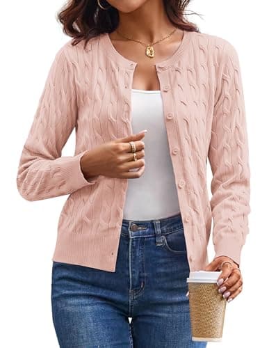 GRACE KARIN Light Pink Cardigan Sweaters for Women Lightweight, Cardigans for Women Trendy, 2026 Spring Sweater Tops L - Image 1