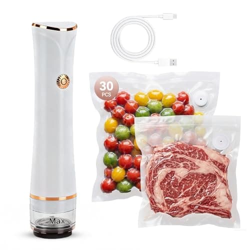 Vixino Compact Vacuum Sealer for Food (Vacuum Sealer Machine + 30 Reusable Vacuum Bags) Powerful Handheld Vacuum Sealer Machine, Extend Freshness up to 10X Longer, Portable & Cordless - Image 1