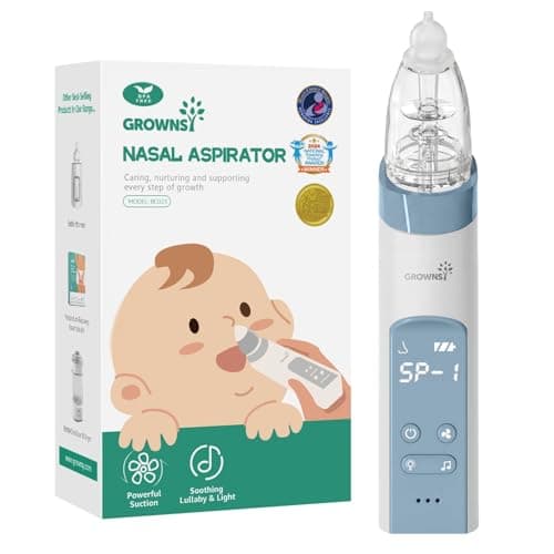 GROWNSY Nasal Aspirator for Baby, Electric Nose Aspirator for Toddler, Baby Nose Sucker, Automatic Nose Cleaner with 3 Silicone Tips, Adjustable Suction Level, Music and Light Soothing Function, Blue - Image 1