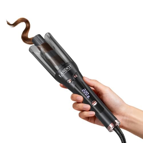 LANDOT Automatic Rotating Curling Iron 1 Inch - Anti-Tangle Self Curling Wand with 8 Temp Settings & Ceramic Tourmaline - Dual Voltage Auto Hair Curler for All Hair Types - Image 1