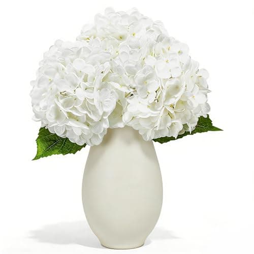 Luldesce 3 Pcs Hydrangea Artificial Flowers - 21 Inch Large 3D Moisturizing Latex Real Touch Faux Hydrangea Flowers with Stems, Fake Flowers for Wedding Home Decor Centerpieces Arrangement Bouquets - Image 1