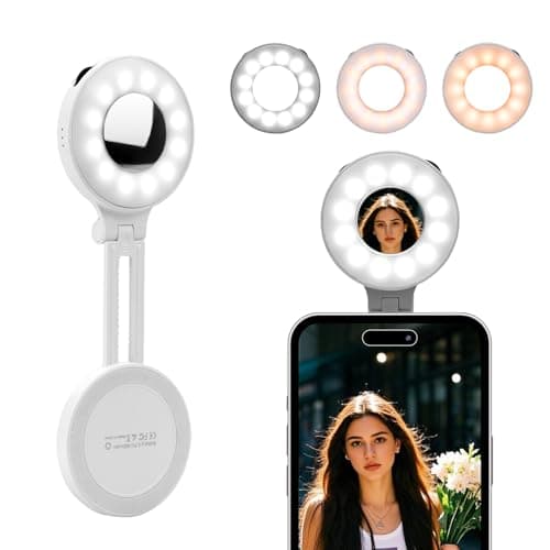Flymile Magnetic Selfie Light for iPhone, LED Fill Ring Light for MagSafe with Adjustable, Compatible with Smartphone, for Selfies/Photography/TikTok/Video Conference, Portable & Rechargeable, White - Image 1