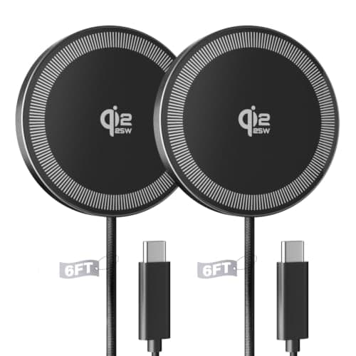 2Pack Magnetic Wireless Charger 25W Fast Charger for iPhone 17/16/15/14/13/12 Series & AirPods, Portable Wireless Charging Pad for Travel Home Office Desk, 6.6FT-Black - Image 1