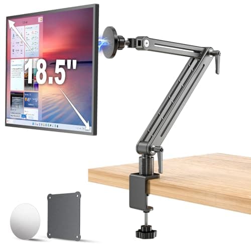 Jakeko Magnetic Portable Monitor Holder Arm - Heavy Duty Solid Aluminum 75mm VESA Mount Desk Clamp 8.3" 12.9" 15.6" 16" 17.3" 18.5 inch 360° Swivel Base with Cable Clips - Image 1