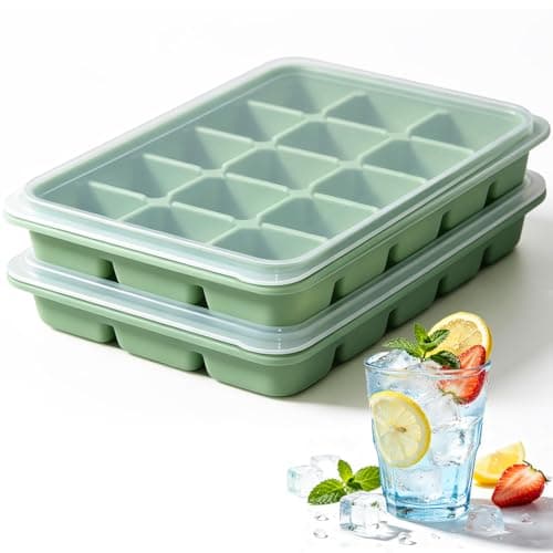 Azxb Ice Cube Trays with Lid, 2 Packs 30 Cubes Durable Stackable Flexible Silicone Ice Cube Trays for Freezer with Removable Silicone Lids for Baby Food, Whiskey, Cocktail, Coffee, BPA Free - Image 1