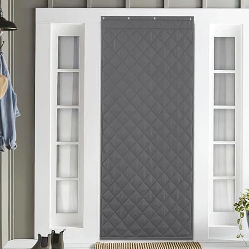 NICETOWN Thermal Insulated Door Curtain Windproof Winter French Cover with 3 Hanging Ways - Thick & Durable, Easy Install Energy Saving Pet Friendly, 36"x84", Grey, 1 Panel - Image 1