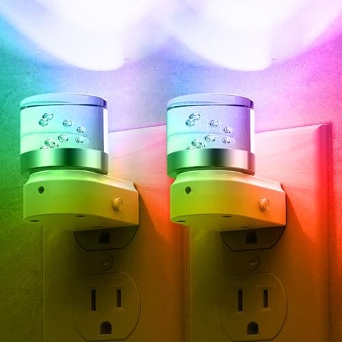 L LOHAS LED Night Light, Night Lights Plug into Wall, Color Changing Nightlight RGB with Dusk to Dawn Sensor, for Halloween, Christmas, Holiday, Hallway Bedroom Kids Room, 2 Pack
