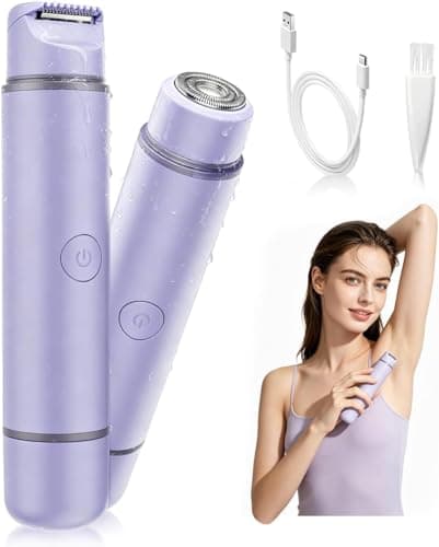 Unimiko 2-in-1 Bikini Trimmer for Women – Electric Shaver for Women, Womens Electric Razor & Trimmer for Sensitive Skin, Adjustable Comb, 100% Waterproof, Portable, USB Charge, Painless (Purple) - Image 1