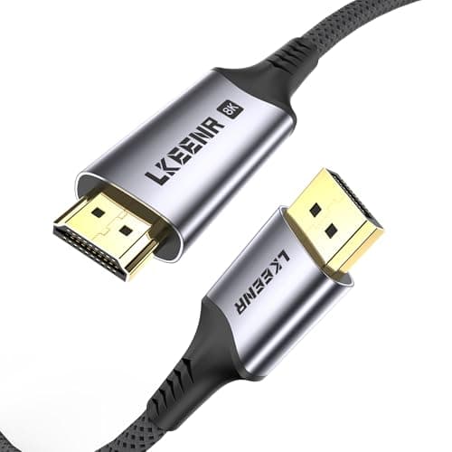 LKEENR DisplayPort to HDMI Cable (8K@60Hz, 4K@120Hz, 2K@144Hz) 3.3ft Uni-Directional DP 1.4 Source to HDMI 2.1 Display Braided Cord Supports HDCP 2.3 HDR10 Display Port for AMD, NVIDIA - Image 1
