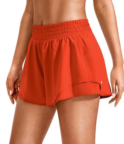 Soothfeel Running Shorts for Women High Waisted 2.5" Flowy Women's Athletic Workout Shorts with Liner Quick Dry Tennis Shorts Orange X-Large - Image 1