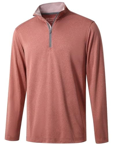 MICHEL ROUEN Mens Pullover Quarter Zip Heather Mock Neck Soft Heather Casual Golf Half Zip Sweatshirts for Men - Image 1