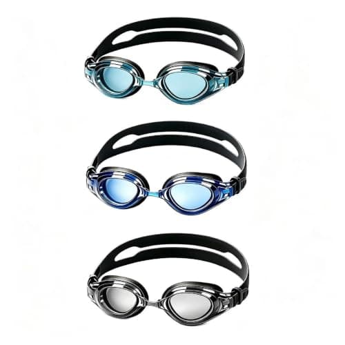 YUENREE 3 Pack Adult Swim Goggles for Men Women Teens Ages 8+ | No Leak Anti-Fog UV Protection | Easy Adjust Non-Slip Strap | with 3 Hard Travel Cases - Image 1