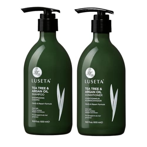 Luseta Tea Tree Oil Shampoo and Conditioner Set for Flaky, Dry Scalp - Cooling Peppermint & Lavender, Refreshes Scalp & Removes Buildup, Sulfate-Free, 2 x 16.9 oz - Image 1