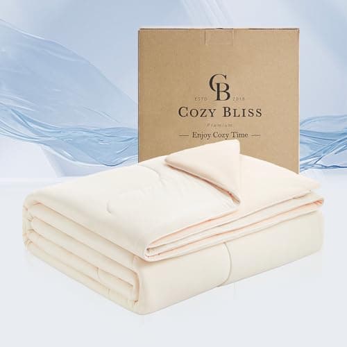 Cozy Bliss Cooling Comforter Twin Size x Sorona® Viscose Natural Fiber, Reversible Silky Smooth Cooling Blanket with Q-Max>0.45 for Hot Sleepers & Night Sweats, Creamy Ivory White, 68"x90" - Image 1