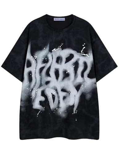 Aelfric Eden Mens Graphic Tee Shirts Oversized Baggy Loose Cotton T-Shirt Streetwear Casual Summer Y2k Shirt Black - Image 1