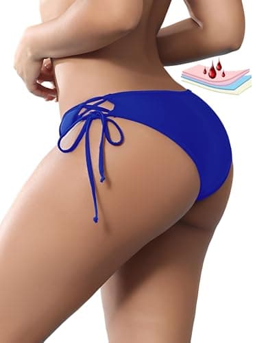 WODECASA Period Swimwear for Women Teens Grils Black Leakproof Swim Bottoms Side Tie Menstrual Swimsuit Bottoms - Image 1