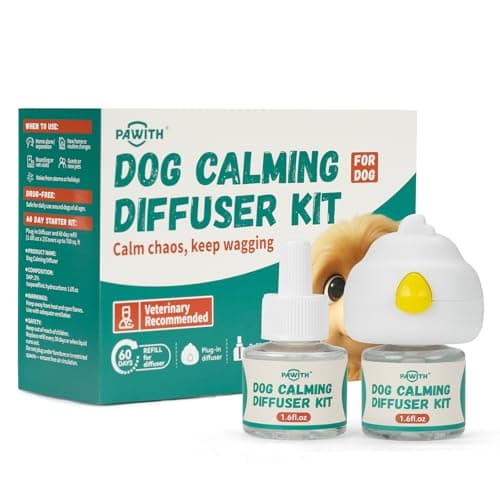 Pawith 60-Day Dog Calming Diffuser with Pheromones – Calming Diffuser for Dogs, Helps Reduce Anxiety, Stress & Barking – 3-in-1 Calming Diffuser Set with 2 Refills - Image 1