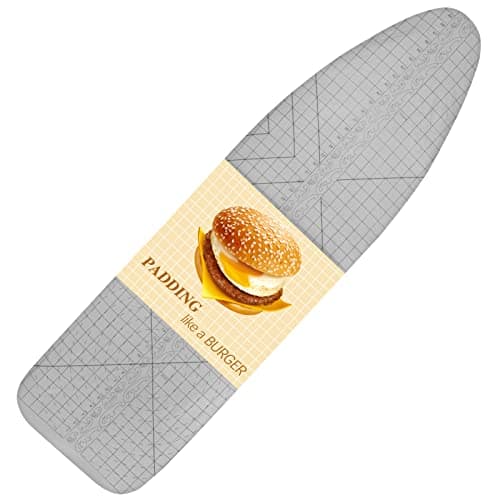 Ironing Board Cover- 15" x 54" Standard Iron Cover and Pad 4 Layers Thick Padding 2'' Elastic, Stain Resistant & Durable Scorch, 2 Click Buckles and Easy Installation, French Curve - Image 1