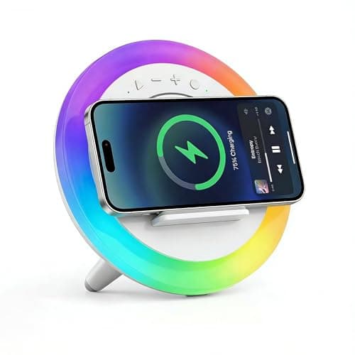SIDVAR Bluetooth Speaker Night Lightsr,Wireless Charging Modern Speaker,Best Teenage Birthday Gift Ideas Tween Girls Gifts (Battery 15W) - Image 1