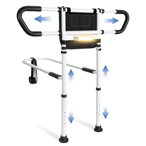 KUBYA Bed Rails for Elderly Adults Safety, Adjustable Bed Assist Rail for Seniors with Motion-Activated LED Light - 400 lbs Heavy Duty, Easy to Install, Fits 14.0"-20.3" Bed Frames - Image 1